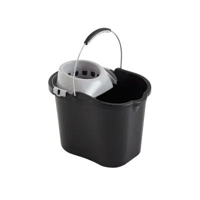 Cubeta con Exprimidor Asa Metálica Negro 16 L