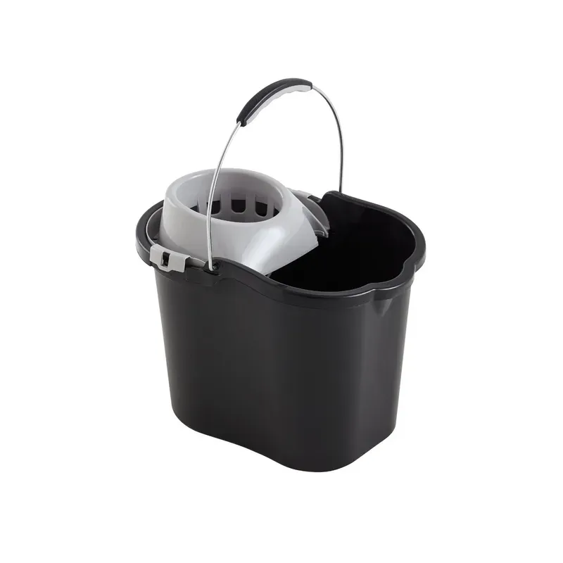 Cubeta con Exprimidor Asa Metálica Negro 16 L
